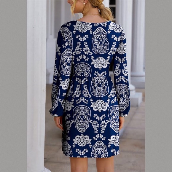 Sugar Skull & Floral Print Mini Dress - Picture 2 of 5